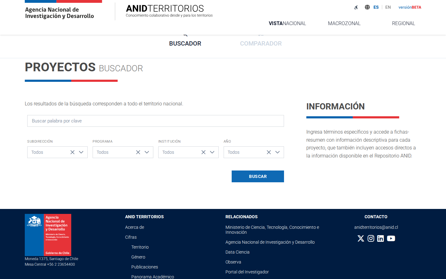 Buscador público de proyectos financiados por ANID